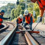 Performing Emergency Railroad Repair Services with precision and teamwork during critical repairs.