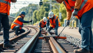 Performing Emergency Railroad Repair Services with precision and teamwork during critical repairs.