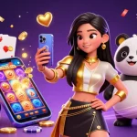 Experience the excitement of situs slot pulsa with a vibrant slot game and golden panda mascot.