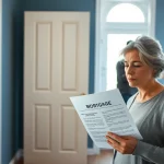Homeowner facing spray foam mortgage refused dilemma, holding rejection letter in a warm, inviting interior.