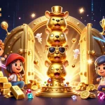 Experience the thrill of ufabet with vibrant casino elements in a dynamic 3D illustration.