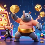 Slot menarik dengan kejuaraan kumbang badak, koin meluncur dari mesin slot