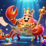 Engage with thrilling fashion trends while enjoying a vibrant casino scene featuring a golden crab emperor and dynamic game elements.