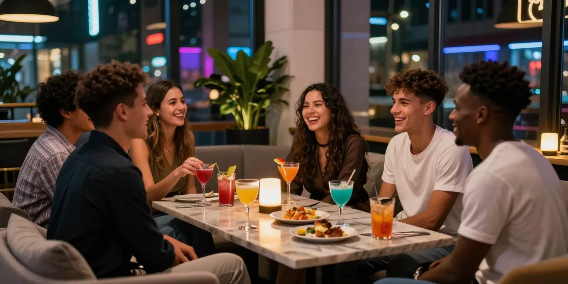 Friends enjoying cocktails at the vibrant rokok88 lounge during urban nightlife.