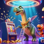 Play thrilling slot games with vivid scenes featuring a colorful brontosaurus at a casino; enjoy toto slot tergacor!
